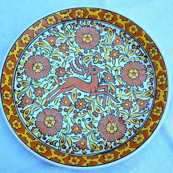 2 /$20 πVintage Greek wall plate yellow ππΏ π¦ embossed 8.5" Greece - Picture 9 of 12